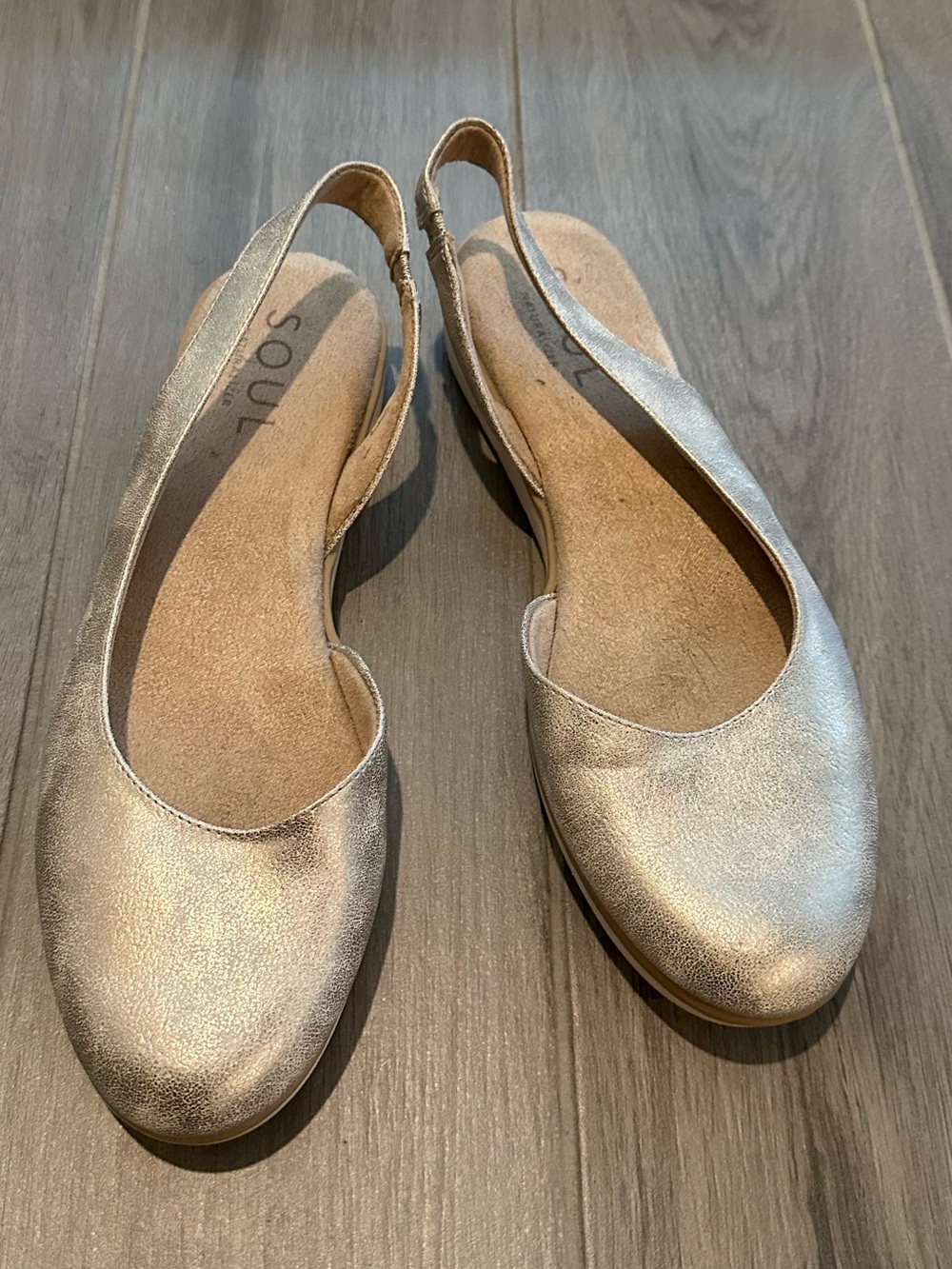 SOUL Naturalizer Metallic Silver Slingback Flats